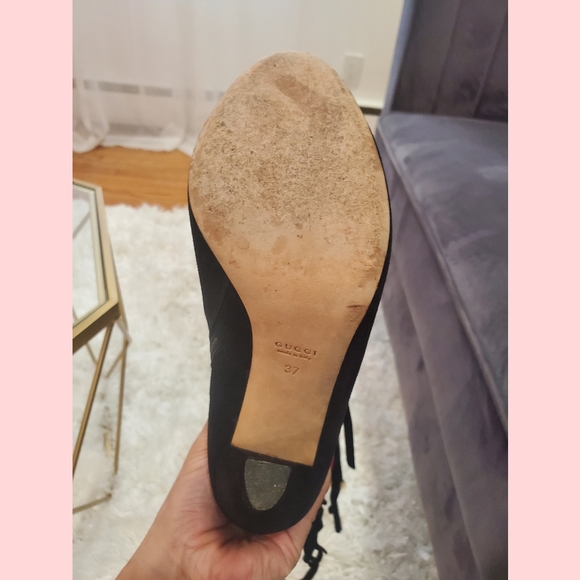 Gucci Black Suede Devendra Fringe Boots - Size 37 (US 7) - Picture 6 of 9